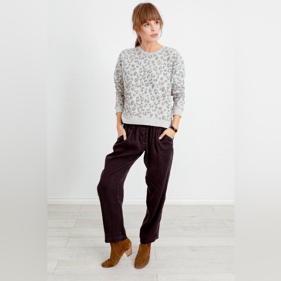 RAILS Leopard Animal Print Sweater Pullover Sweatshirt Marlo Flocked Grey Modal - Picture 4 of 13